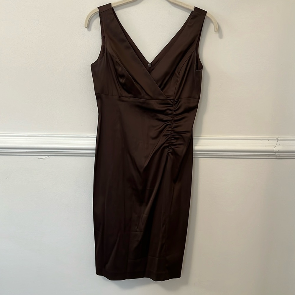 Donna Ricco New York Cocktail Dress, Dark Brown, Size 4 Petite